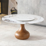 ZUN Modern Marble Dining Table, 59" Round Sintered Stone Table for Dining Room, Kitchen, Dinette, 84533567