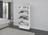 Kobuk 4 Door Shoe Rack, 4 Shelves, White B097P480475