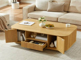 46.5"modern luxury oval coffee table with drawers and storage compartments, curved contour design, W1162P339120