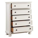 ZUN Casual White Finish 1pc Chest of Drawers Antique Bronze Tone Knobs Bun Feet Bedroom Furniture B01146547