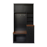 U-Can Modern Entryway Bench with Coat Rack, 3 Shelves and Drawers, 3 Sturdy Hooks, 40.2'' Wide Hall N724P264676B