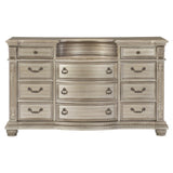 Silver Finish European Design 1pc Luxury Dresser with 11 Drawers Genuine Marble Insert Traditional B011P264611