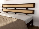 Double rattan woven headboard, Bohemian style, painted finish, pine wood, dark walnut color, Queen 63646995