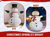5.7FT Lighted Snowman Holding Small Tree Christmas Yard Decorations, Pre-lit Pull Up Snowman with 05791753