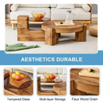 ZUN The detachable double-decker coffee table, the stylish is more precious, and the detachable W1151P184841