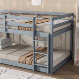 ZUN Solid Wooden, Solid Rubber Wooden Twin over Twin Loft Bed with Ladder, with Bed Platform of W504P191663