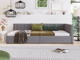 Upholstered Daybed with 2 Storage Drawers Twin Size Sofa Bed Frame No Box Spring Needed, Linen WF299017AAE
