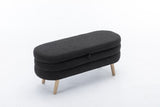 036-Boucle Fabric Storage Bench Bedroom Bench With Wood Legs For Living Room Bedroom Indoor,Black W527121994