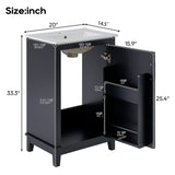 ZUN [Viedo] 20 Inch Modern Small Bathroom Vanity Cabinet With Ceramic Basin- 20*14.5*33.3 Inches,Ample N729P170386B