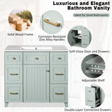 36" Green Bathroom Vanity with Ceramic Sink, Soft-Close Doors, 2 Double-Layer & 2 Standard Drawers, N729P257304F