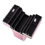 4 Tier Lockable Cosmetic Makeup Train Case with Extendable Trays Pink 80010757