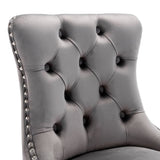 26" Counter Height Bar Stools Set of 2, Modern Velvet Barstools with Button Back&Rivet Trim W1143112577