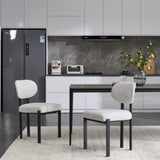 Modern Dining Room Chairs Set of 2, Mid-Century Upholstered Boucle Kitchen Dining Chairs with Black W3244P296972