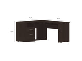 Black Wengue 2-Drawer 1-Shelf L-Shaped Computer Desk B06280388