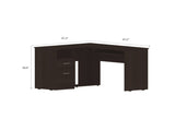 Black Wengue 2-Drawer 1-Shelf L-Shaped Computer Desk B06280388