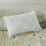 ZUN 6 Piece Cotton Quilt Set with Throw Pillows Green Full/Queen B03597465