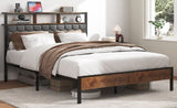 Queen Bed Frame Headboard, wooden platform bed frame, bedside with soft packaging and 2 USBs, no W636P317033