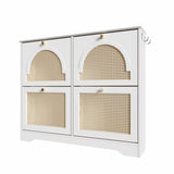 Mid-Century Narrow Design Tipping Bucket Shoe Cabinet with 4 Flip Drawers, Elegant Entryway Shoe N721P288701K