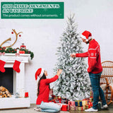 7 FT Snow Flocked Pre-lit Artificial Pencil Christmas Tree, Hinged Xmas Pine Tree with 1100 Branch 39284790