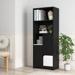 ZUN Multifunctional Open Storage Space Bookcase with Doors and Drawer, Black & White, Modern Style W409P171389