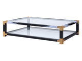 Lafty Clear Glass & White Brushed Finish Coffee Table B2726P256354
