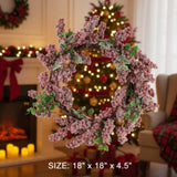 Christmas Pinecone Wreath 18x18x4.5" Timeless Red Frosted Wall Wall Hanging Berry Ring Holiday Door 39503145