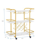 ZUN Painted Three-layer Bar Cart, With Wine Rack And Glass Holder, Suitable for Families And Small 88893934