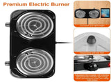 Double Burner Electric Hot Plate, 2000W Fast Heating with 5 Temperature Levels, Portable Stainless 85618233