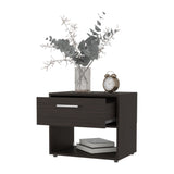 ZUN FM FURNITURE Round Rock Nightstand with a Drawer. Stained Walnut B128P283300