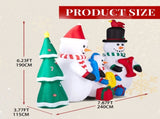 8FT Lighted Christmas Inflatable Decoration, Inflatable Snowman Family with JOY and Xmas Tree, Funny 17651821