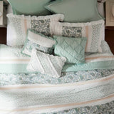 9 Piece Cotton Percale Comforter Set Aqua Queen B03596964