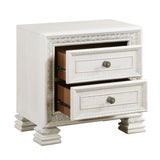 Classic Luxury Pearl White Finish Nightstand of 2x Drawers Wooden Bedroom Furniture 1pc, Dart B011P242371