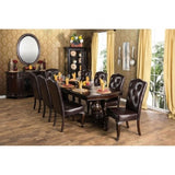 Traditional Formal Set of 2 Side Chairs Brown Cherry Solid wood Chair Padded Leatherette Tufted B01178729