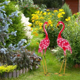 2-Piece Flamingo Ornament Set - Stunning Gradient Feathers Metal Statues Outdoor Garden/Patio Decor 18286522