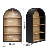 4-Tier Black Arched Bookshelf, 43" Tall Arched Bookcase with Storage Shelves W3123P333683