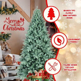 Artificial 7.5ft Blue green Tint Christmas Tree with 2148 PE/PVC Mixed Branch Tips, memory wireiron 45231221