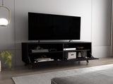 Tv Stand, 1 Door, 2 Shelves, Black Wengue B097P350289