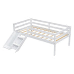 ZUN Twin Low Loft Bed with Slide, Ladder, Safety Guardrails, No Box Spring Needed,White W504P145269