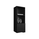 ZUN Wall Cabinet 43.3" H, with 1 Door and 3 Shelves, Black B097P250868