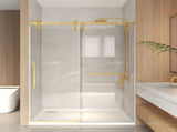 56-60" x 76" H Frameless Sliding Shower Door, 5/16" Clear Tempered Glass, Stainless Steel W1675P412316