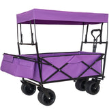 480Lbs Collapsible Wagon with Canopy,Wagon Stroller with 7" All-Terrain Wheels, Lightweight Foldable W321P269230