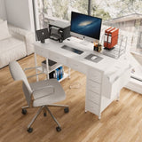 47" Computer Desk With Power Outlet,Writing Desk,Home Office desk,Vanity table with 7 Fabric W2887P240017