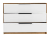 Dresser 27"H, 3 Drawers Dresser, Superior Top, White / Light Oak B097132979