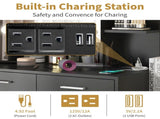 Large Makeup Vanity with Lights, Vanity Table with Charging Station, Vanity Desk with Mirror and 10 53245964