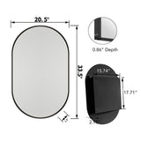 20x34 Inch Oval Recessed Medicine Cabinet, Metal Framed Bathroom Wall Cabinet with Mirror and W1435P201160