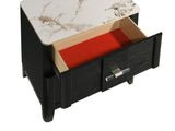 Opel Modern Nightstand with Sintered Stone Top & Smooth Drawer Glides in Black B009P473969