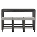 ZUN Bar Table Set with Power Outlet, Bar Table and Chairs Set, 4 Piece Dining Table Set, Industrial W1781140369