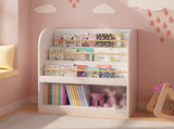 3-Tier Scalloped Bookshelf, Bookcase for Toddlers, Wooden Book Shelf Organizer Display Furniture for 76288871