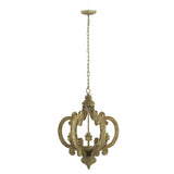 Farmhouse Chandelier, 6-Light Wood Chandelier Pendant Light Fixture with Adjustable Chain for Dining W2078137919