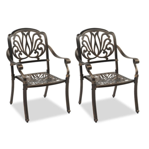 ZUN Set of 2 Cast Aluminum Patio Dining Chairs, Stackable Outdoor Bistro Chairs with Armrests for 93510049